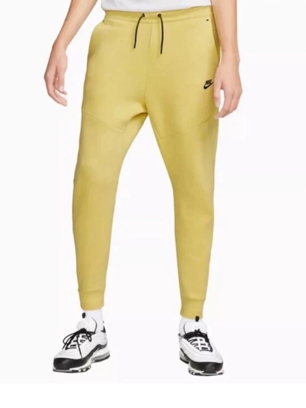 Nike Tech Men’s Saturn Gold/Black Fleece Joggers Medium CU4495-700